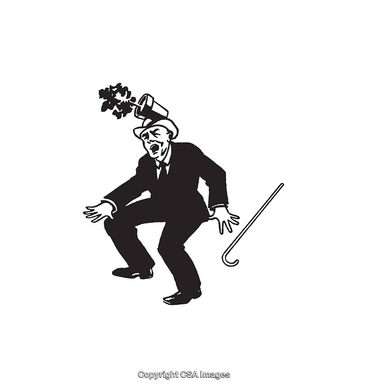 Vintage Comic Illustration of a Man Reacting to a Falling Object