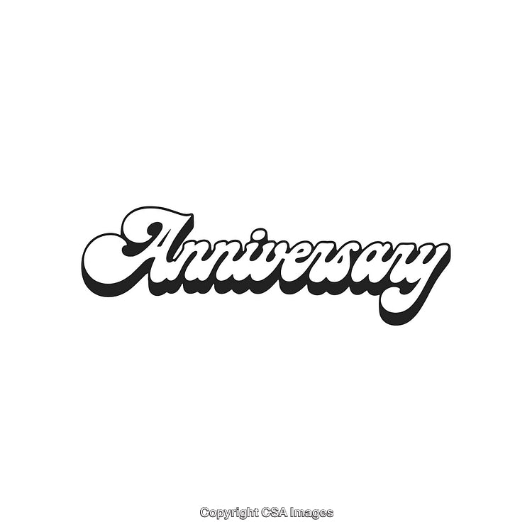 Elegant Black and White Anniversary Typography on White Background