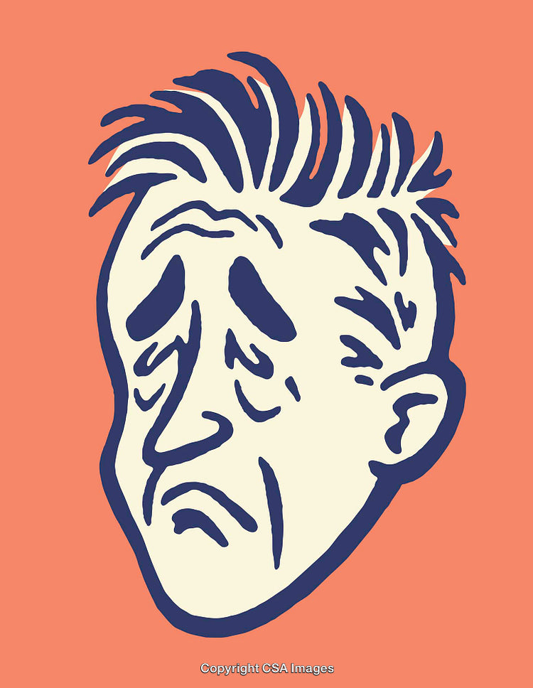 Abstract Illustration of a Sad Emotion on a Colorful Background