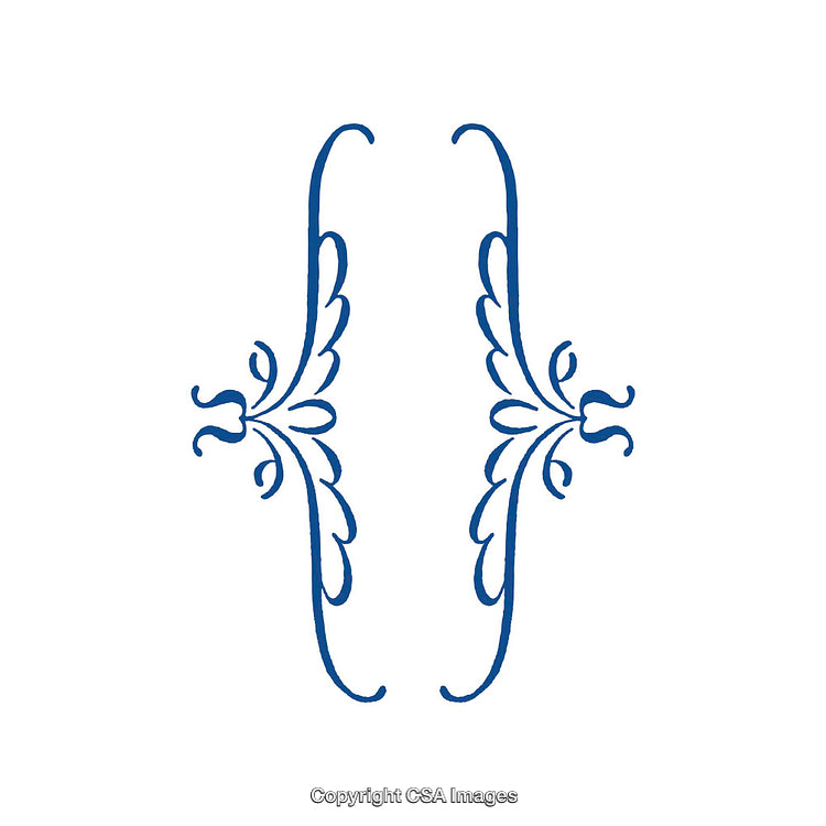 Elegant Blue Decorative Floral Swirl Design for Ornamentation or Borders