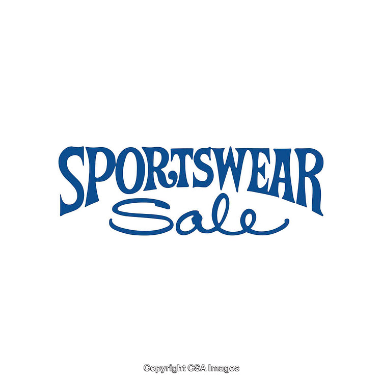 Stylish Sportswear Sale Poster in Bold Blue Typography on White Background