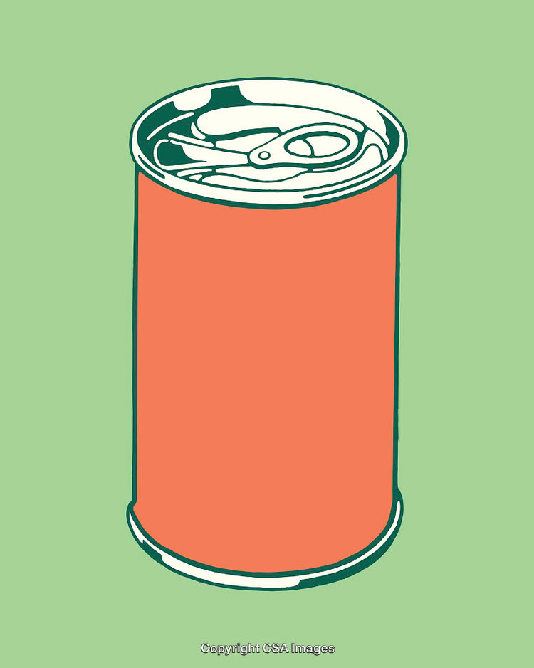 Minimalist Line Art Illustration of a Canned Food on Green Background