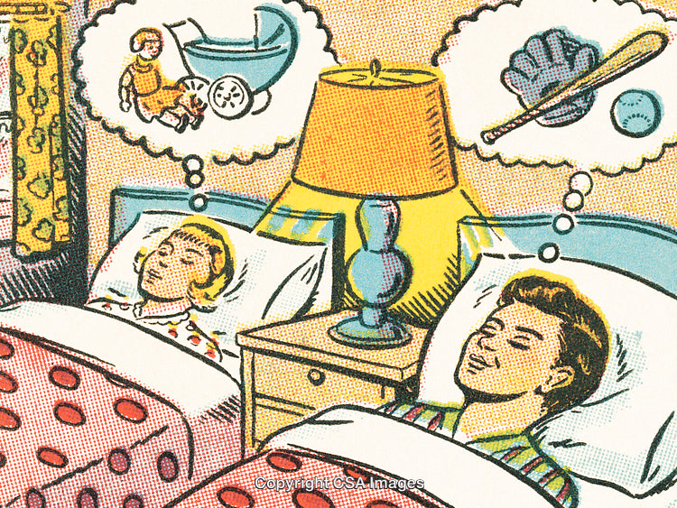 Vintage Comic Artwork Depicting Dreams of Childhood Joy and Aspirations