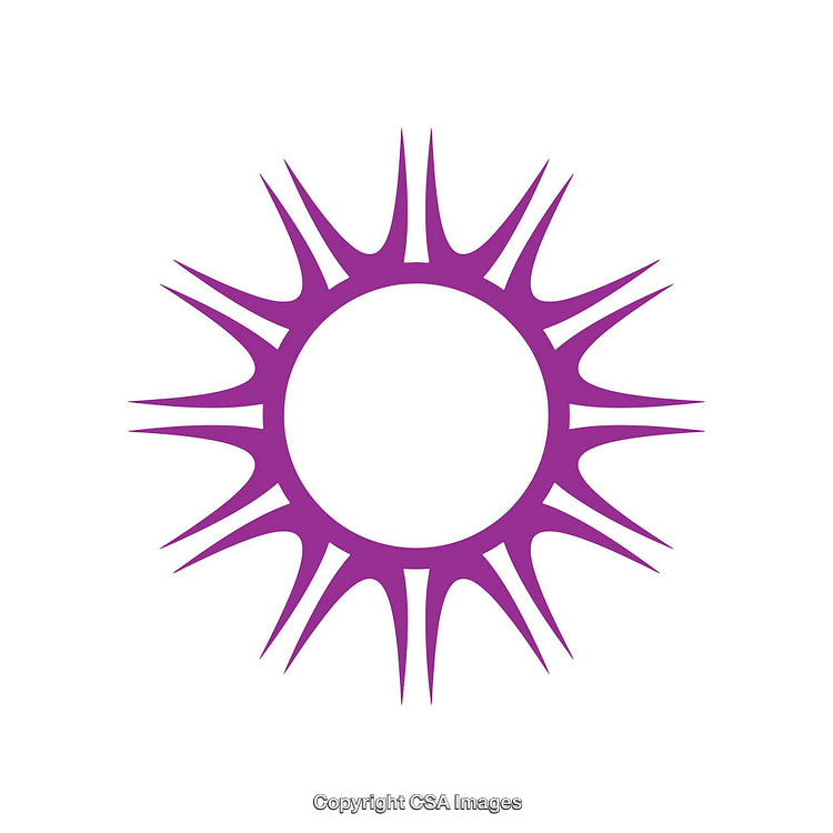 Purple Decorative Sun Shape Design on White Background