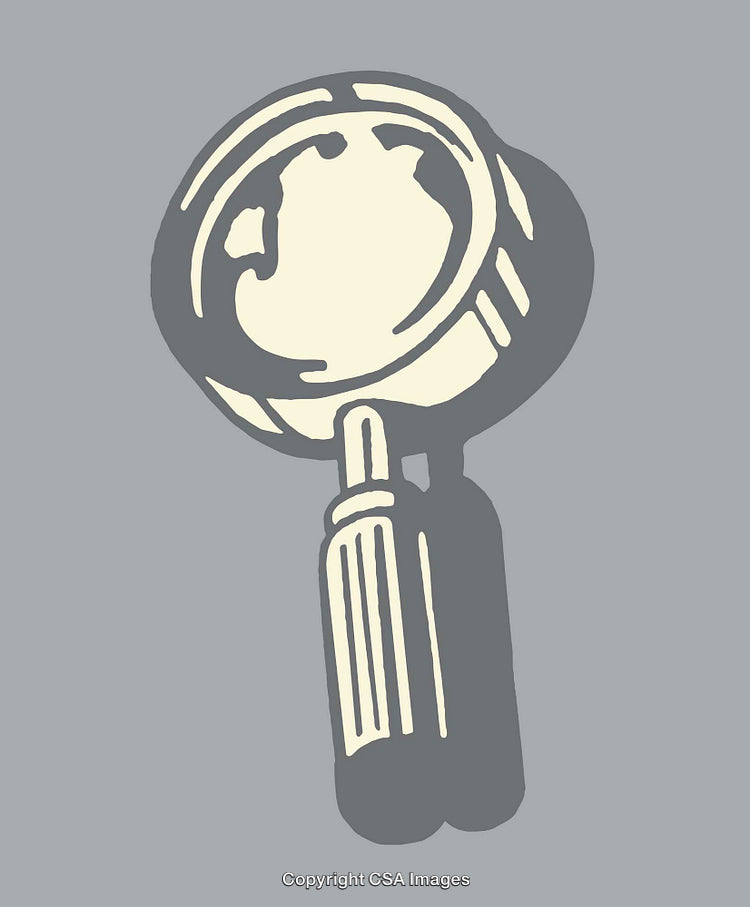 Hand-Drawn Retro Style Illustration of a Magnifying Glass