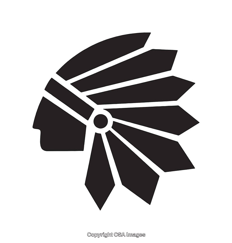 Silhouette Head Profile with Stylized Feather Headdress