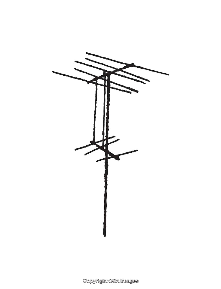 Abstract Line Art of a Television Antenna Black and White Illustration