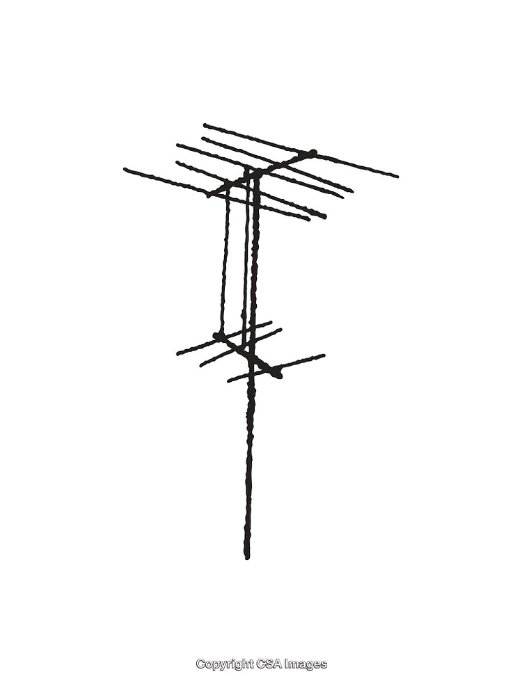 Abstract Line Art of a Television Antenna Black and White Illustration