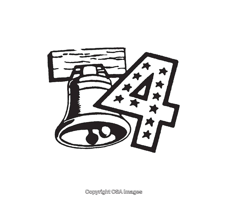 Illustration Featuring Liberty Bell and Number Four with Star Design
