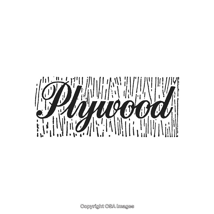 Elegant Black and White Plywood Text Illustration with Wood Texture Background