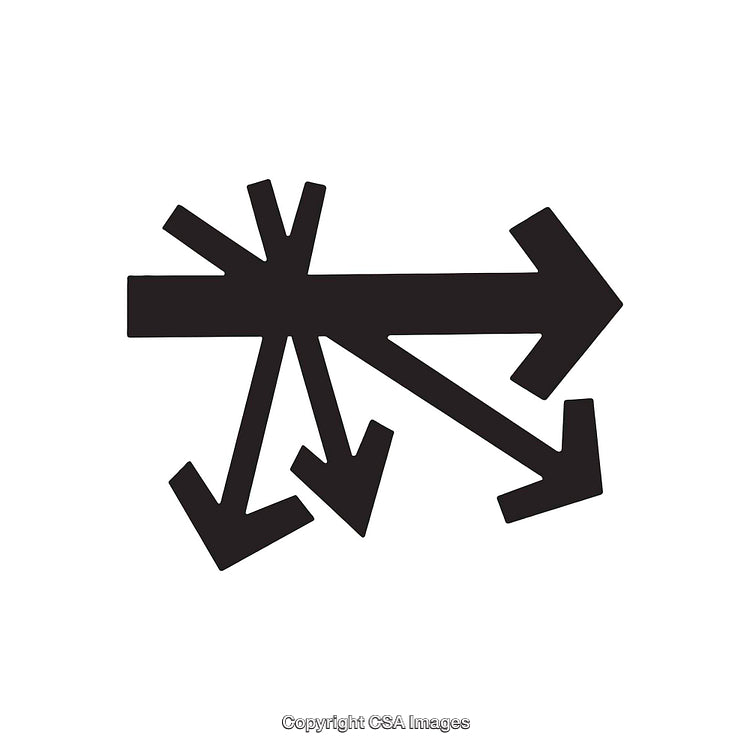Abstract Arrow Illustration Depicting Directions and Choices in Black and White