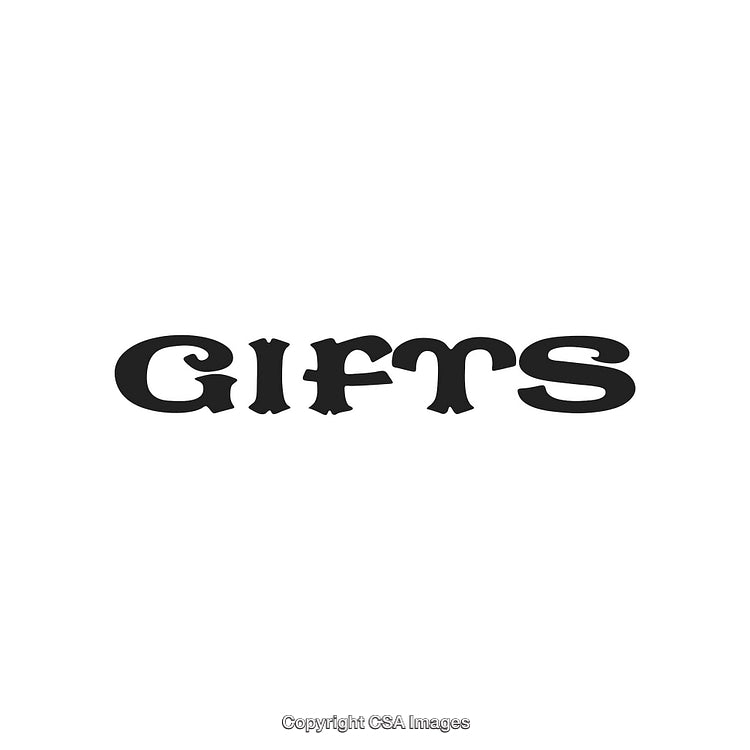 Stylized Bold Black Text Spelling Gifts on a Clean White Background