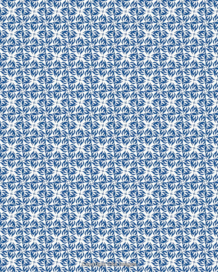 Elegant Blue Abstract Pattern with Intricate Decorative Floral Design