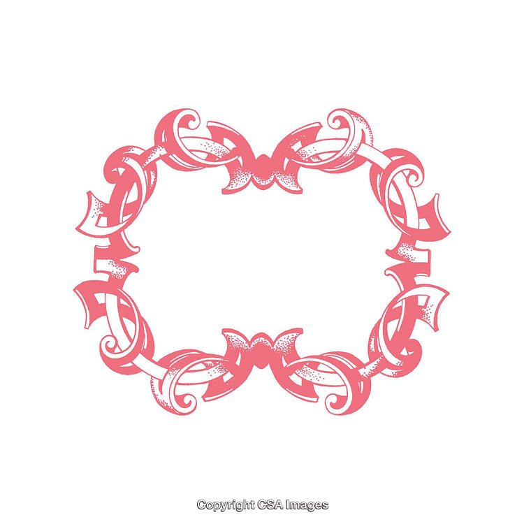 Ornate Pink Frame Featuring Decorative Swirls and Vintage Details