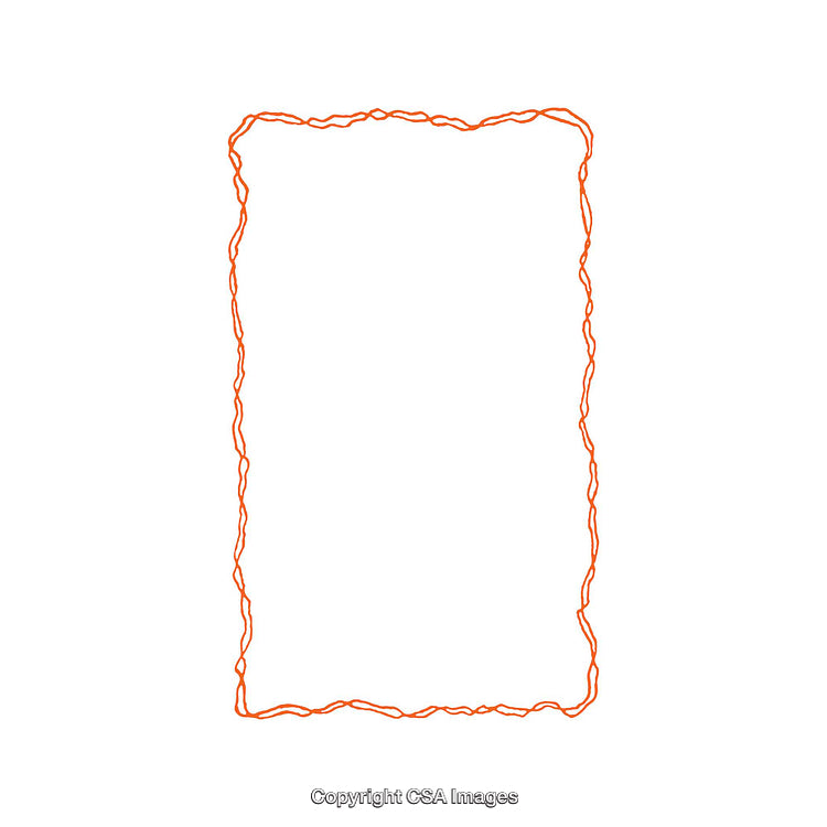 Orange Wireframe Abstract Border Over a Minimalist White Background