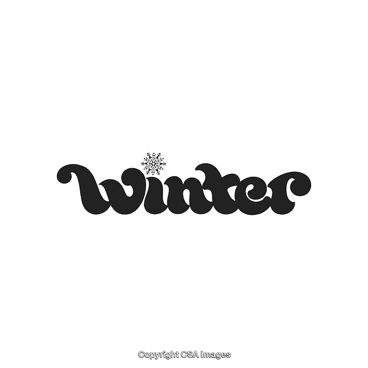 Stylized Word Art Depicting 'Winter' with Snowflake Ornamentation