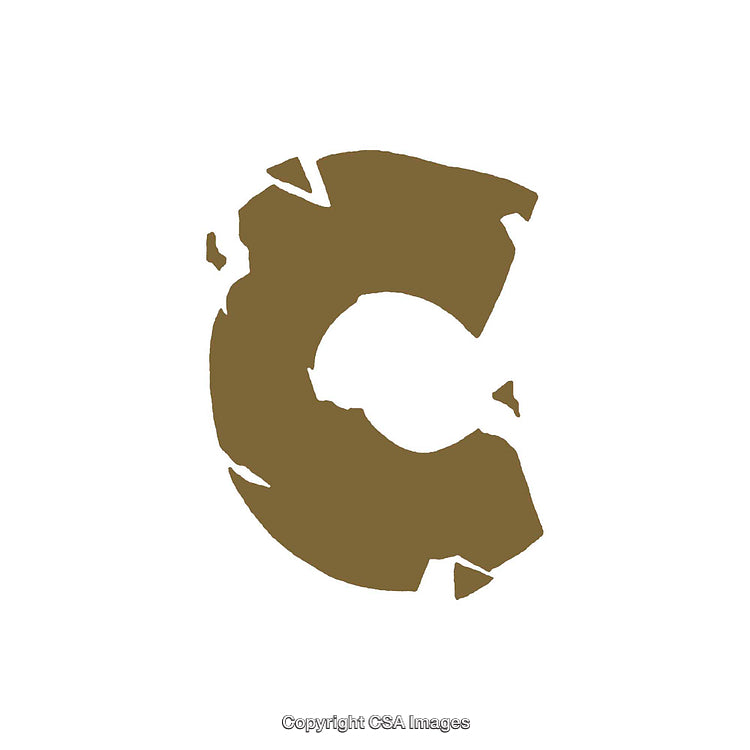 Abstract Letter C Design with Irregular Textured Appearance on White