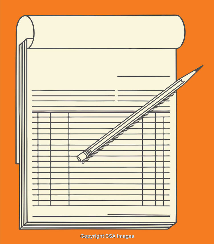 Minimalistic Illustration of a Notepad and Pencil on Orange Background