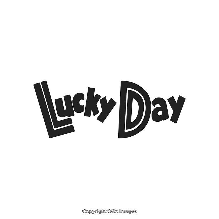 Playful Bold Text Design Featuring the Words 'Lucky Day' in Black