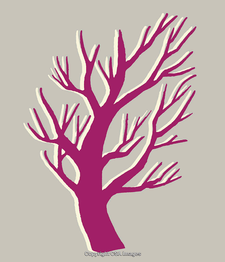Abstract Stylized Tree Illustration in Pink and Cream Tones