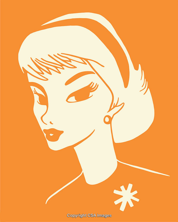 Retro Minimalist Person Illustration in Bold Orange and Cream Tones