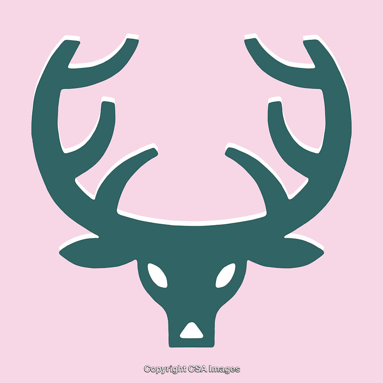 Stylized Deer Antlers Illustration on Pastel Pink Background