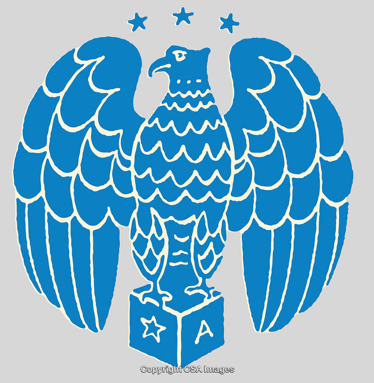 Blue Stylized Eagle Design with Stars and Base Illustration
