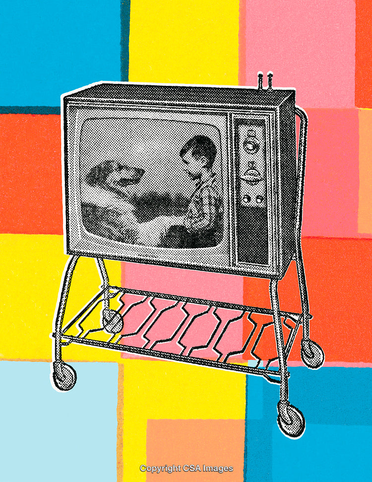 Retro Television Art Illustration with Vintage Colors and Nostalgic Imagery