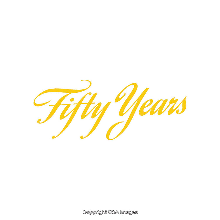 Golden Calligraphy Celebrating Fifty Years in an Elegant Script Design
