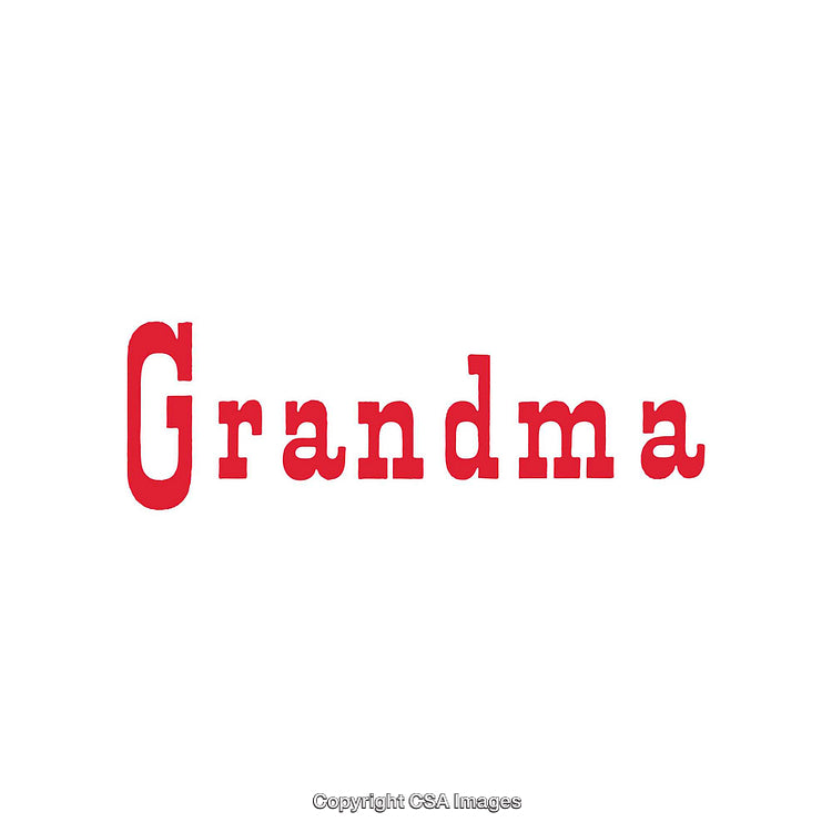 Grandma Text in Bold Red Font on White Background