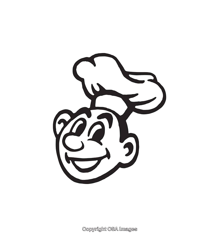 Simple Black And White Chef Character Line Art Illustration