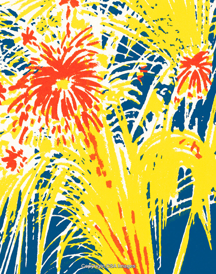 Abstract Colorful Fireworks Display on Vibrant Background