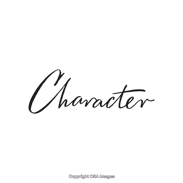 Elegant Handwritten Word 'Character' on a Minimalist White Background