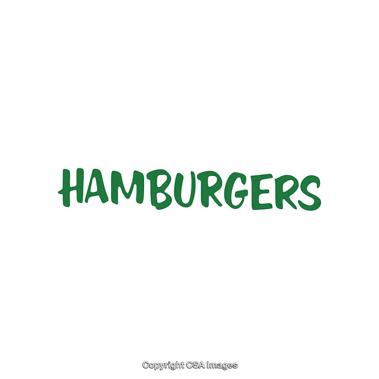 Green Handwritten Text Highlighting the Word 'Hamburgers'