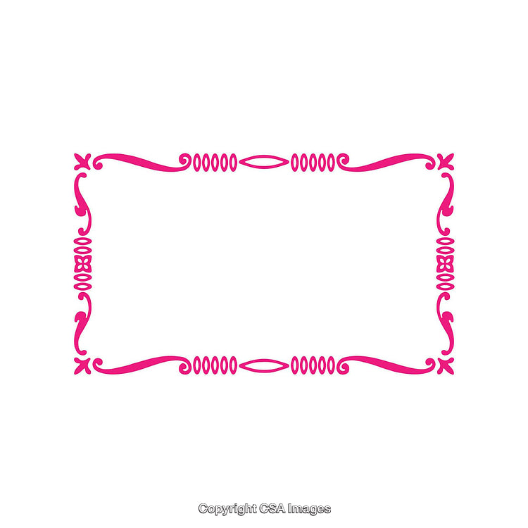 Pink Ornamental Frame Design with Victorian Motif on White Background