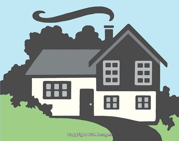 Elegant Line Art Illustration of a Home Amidst Nature