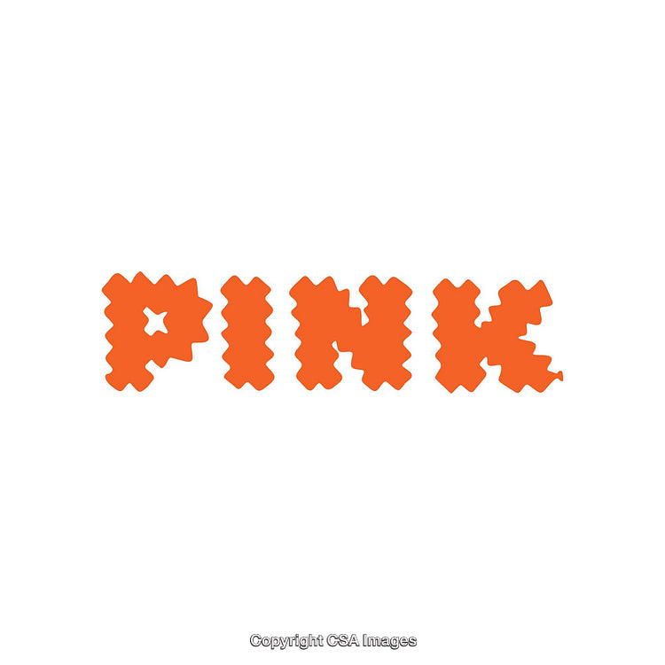 Orange Geometric Word Art Depicting the Text 'PINK' on White Background