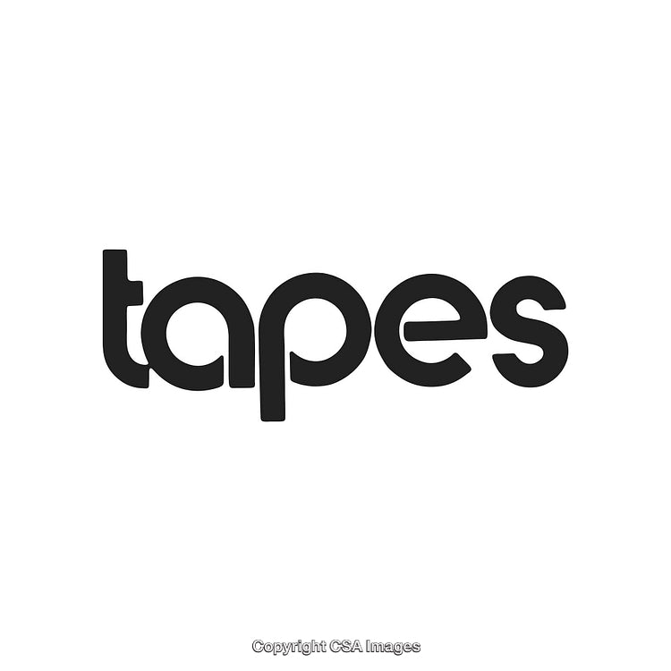Minimalist Black Font Design Spelling 'tapes' on White Background