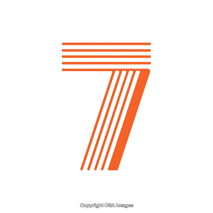 Orange Stylized Representation of the Number Seven on White Background