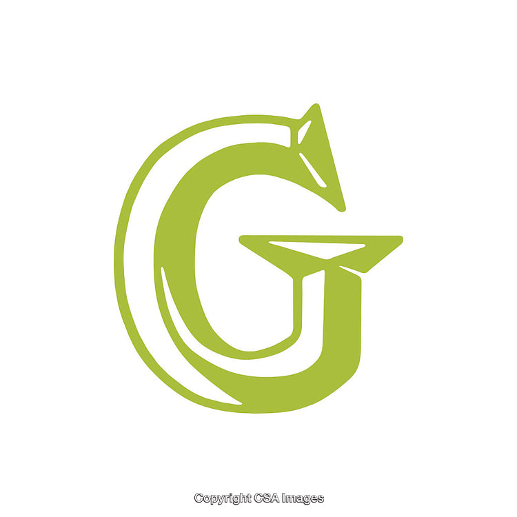 Stylized Green Letter G with Eco-Friendly Design Arrows