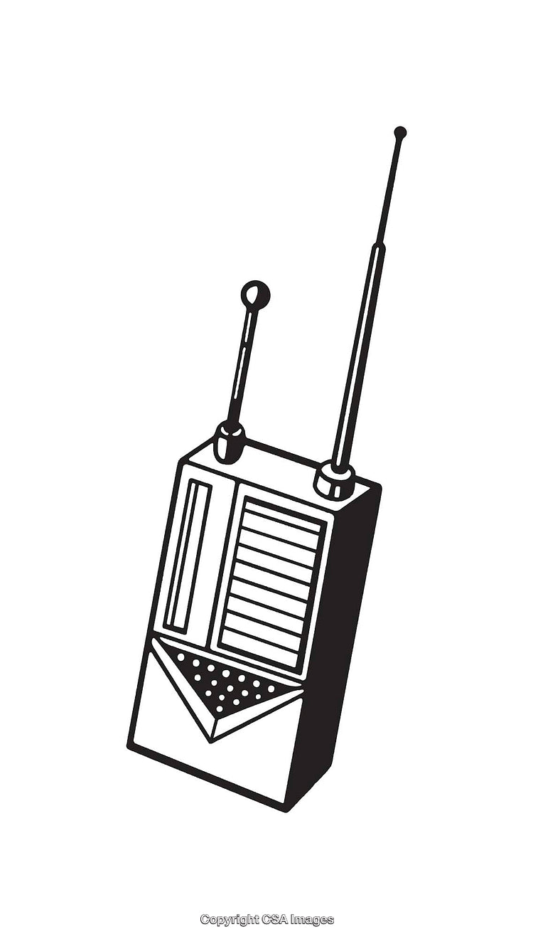 Black and White Line Art of a Retro Communication Device