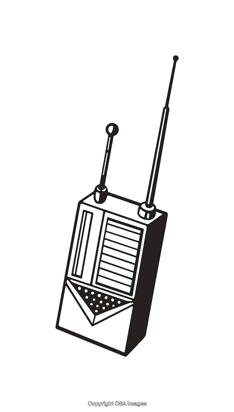 Black and White Line Art of a Retro Communication Device