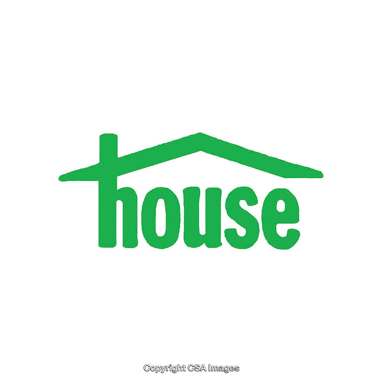 Minimalistic Logo Design with Green Text and House Icon Representation