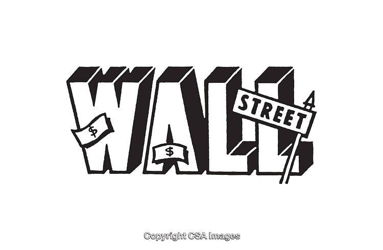 Creative Black And White Wall Street Typography Illustration Featuring Finance Theme
