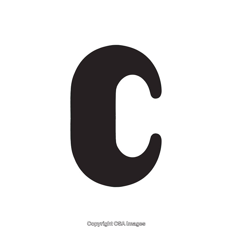 Bold Black Letter C on White Background for Design Purposes