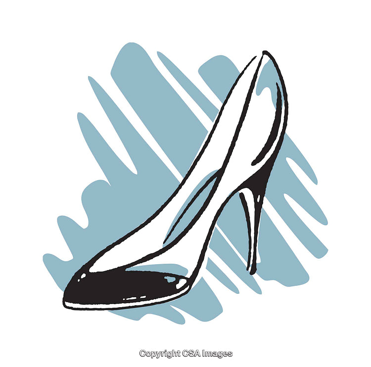 Stylized Illustration of a Classic High Heel Shoe in Black and White