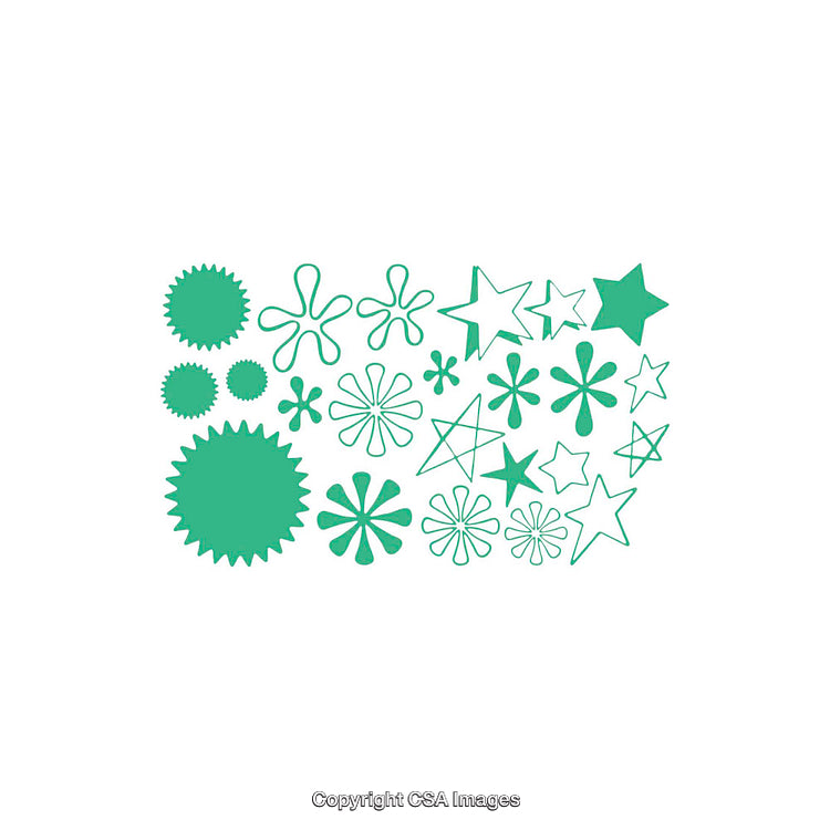 Green Assorted Geometric Dingbats and Shapes on White Background