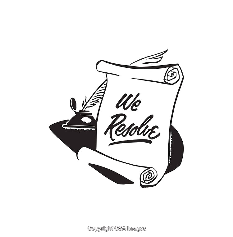 Black And White Scroll Illustration with Ink Bottle and Quill