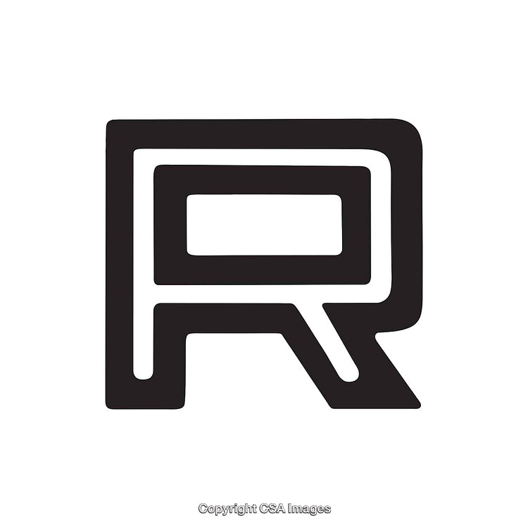 Bold Black and White Typographic Letter R Logo Design