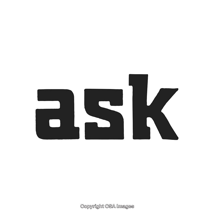 Bold Text Displaying the Word Ask in Black on a White Background